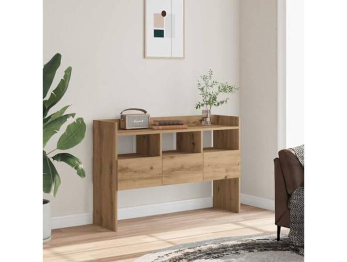 HEFZGDB Modernes Sideboard aus Holzwerkstoff mit Stauraum: Schlichtes Sideboard für Multimedia-Geräte und Bücher in Artisan-Eiche-Optik mit offenen Fächern und DREI Schubladen,