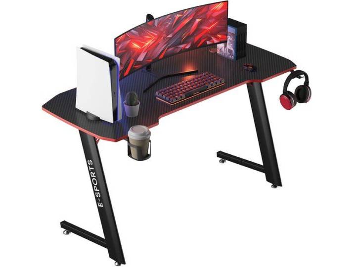 Avalo Gaming Bureau - 120x60x75 cm - Z-vormige structuur - Zwart