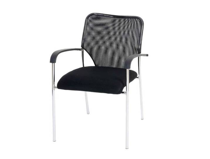 MCW Lot de 4 chaises de conférence Tulsa empilable noir