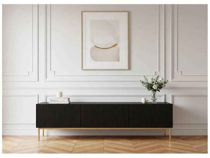 Meuble TV 200 cm KASHA Pieds or