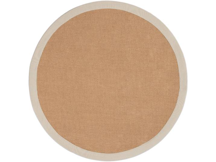 Sisalteppich CARPETFINE Sisal , beige (creme), H:5mm Ø:120cm, Sisal, Teppiche, Sisalteppich, mit farbiger Bordüre, Anti-Rutsch Rückseite