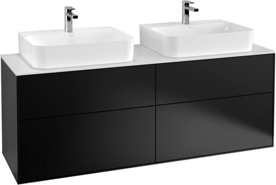 V&B Waschtischunterschrank Wandbeleuchtung Finion 160x60,3cm, Abd.-Pl. wh. m, bla m Lac