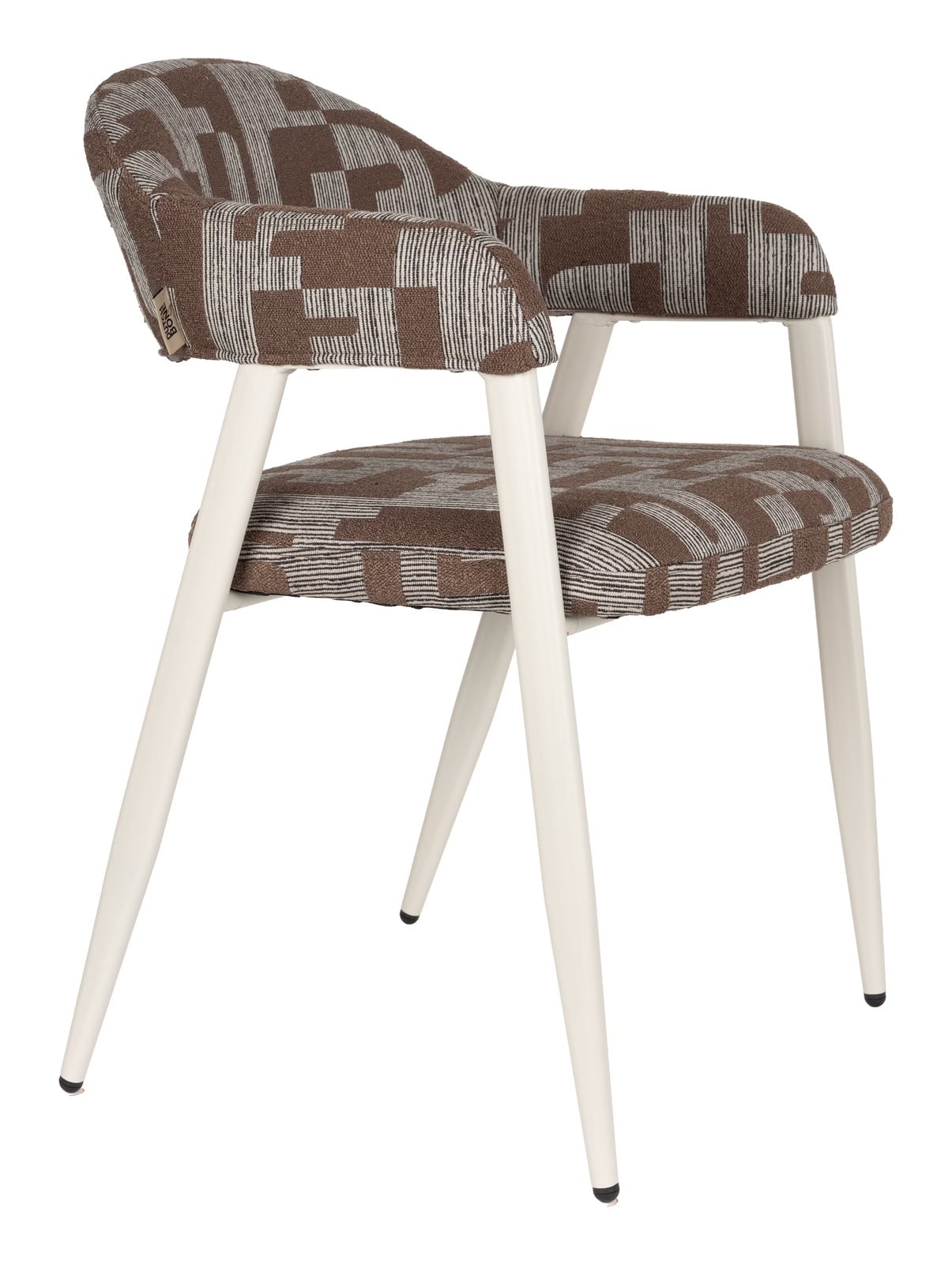 Dutchbone Eetkamerstoel Miyo met armleuningen - Bruin/Beige - Geweven stof