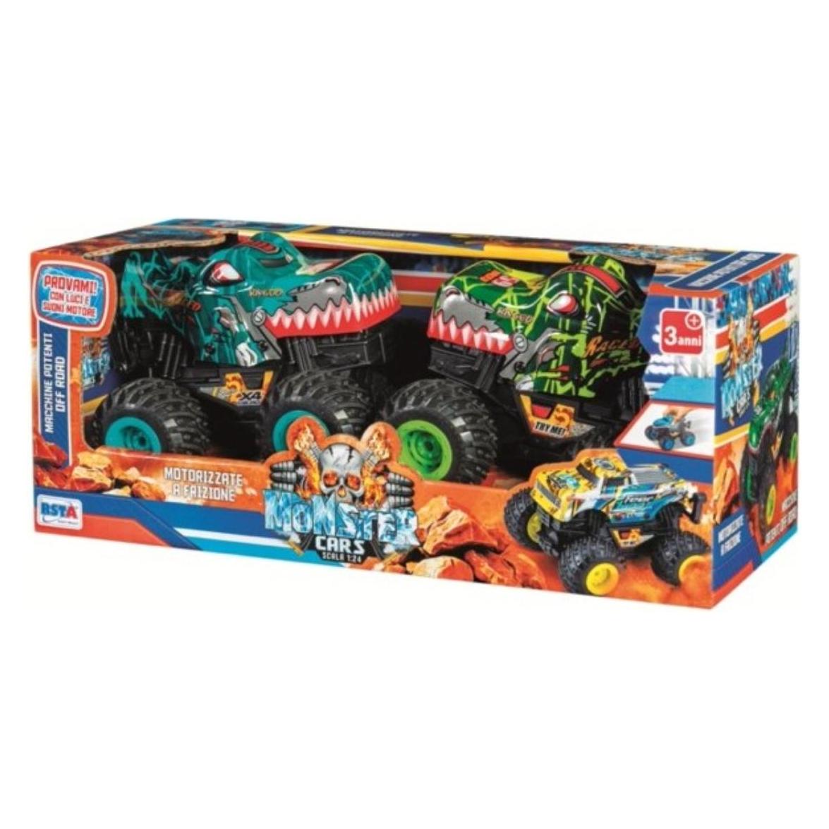 Rs Toys Set Of 2 Monster Off-Road Cars With Clutch, Lights And Sounds, 1:24 Scale (69868932)