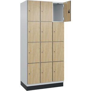 CP-Möbel Schließfachschrank Cambio, eiche, 12 Fächer, Stahl, 90 x 198cm, mit Zylinderschloss