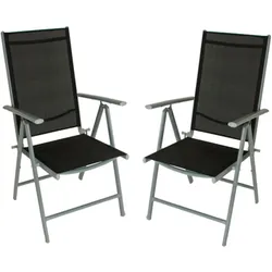 DELUKE Gartenstuhl 2er Set TARA 7-fach verstellbar - Kunststoff, Schwarz | Hochlehner Wetterfest Gartenstühle Outdoor Essstühle