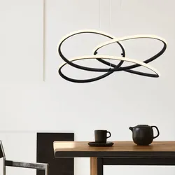LED Hänge Pendel Lampe Ess Zimmer Decken Leuchte schwarz geschwungen