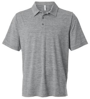 Team 365 TT125 Men's Relay Heathered Stripe Polo Shirt in Black Heather/White size 3XL   Polyester/Spandex