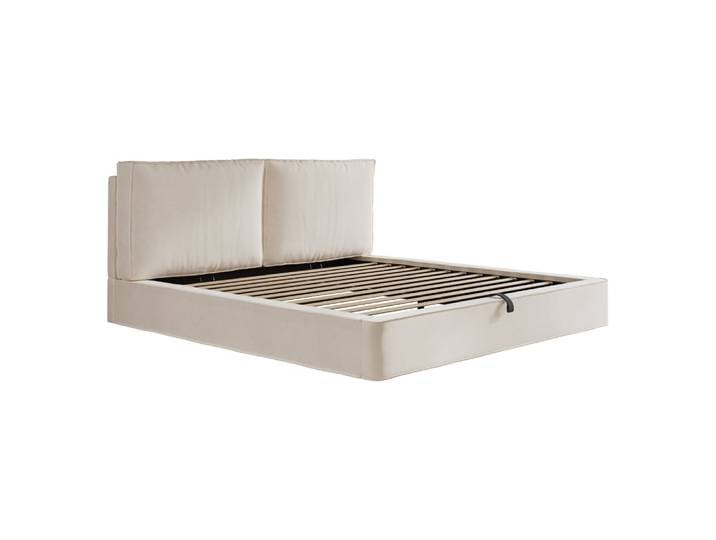 Lit tapissier double en sami beige 180 x 200cm