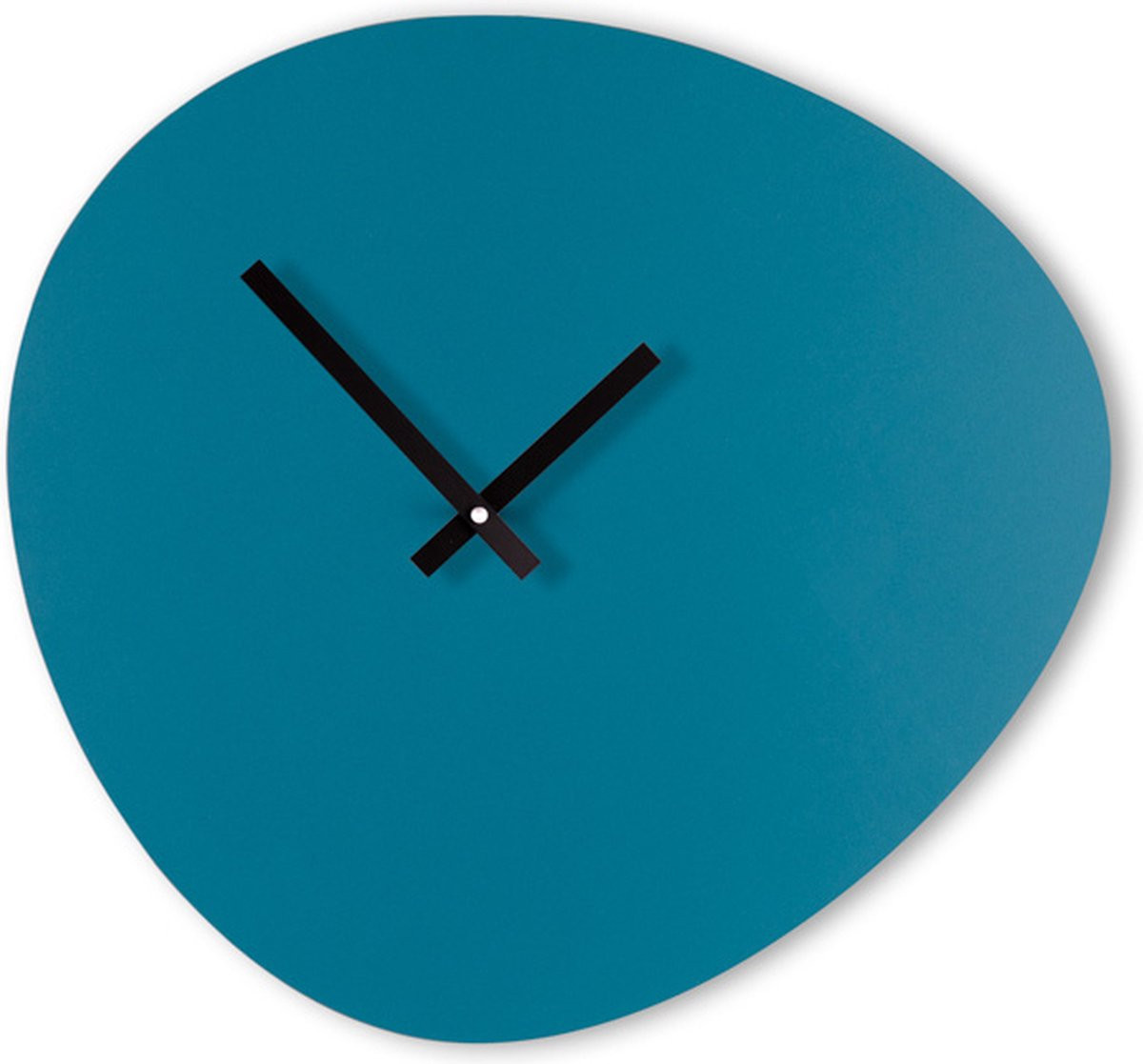 KLOQ Wandklok Pebble Petrol Blauw met Zwarte wijzers