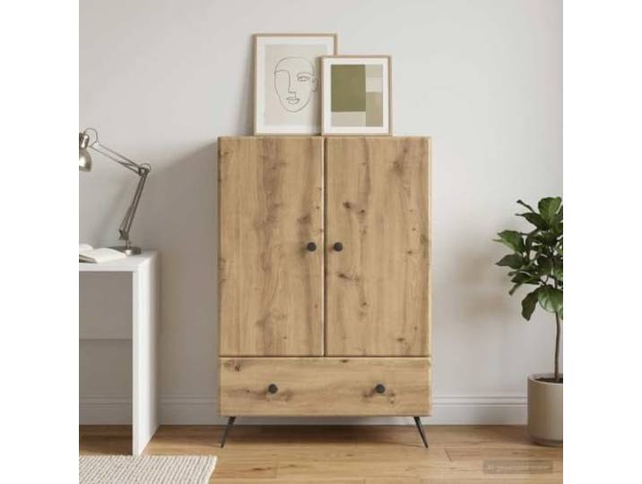 KTHLBRH Sideboard Eiche Handwerk 66 x 34,5 x 95 cm Technisches Holz, 2 Türen, 1 Schublade, 1 Einlegeboden, max. Belastung 60 kg, Montage erforderlich