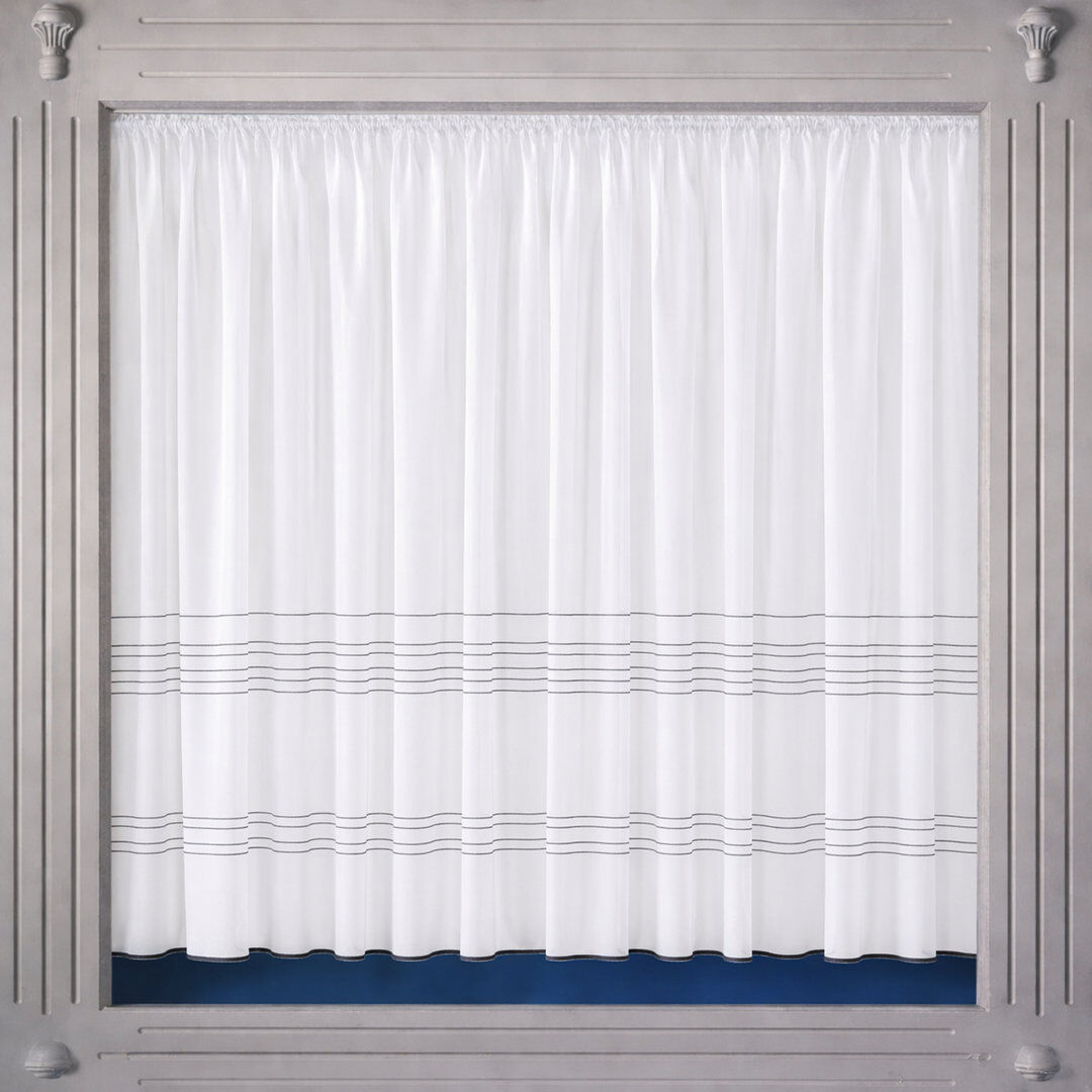 Lark Manor Floral Ruffled Cafe Curtain White 122cm W x 500cm L