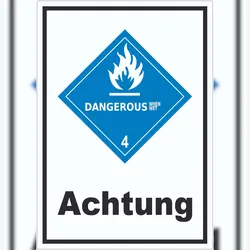 HB-Druck Aufkleber wasserreaktive Stoffe Achtung Dangerous when wet A5 (148x210mm)