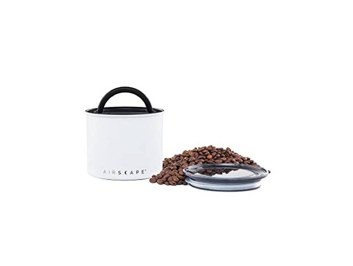 Airscape Edelstahl-Kaffeebehälter – Aufbewahrungsbehälter für Lebensmittel – Patentierter luftdichter Deckel – Erhaltung der Lebensmittelfrische durch überschüssige Luft (klein, mattweiß)