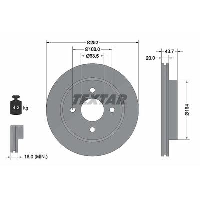 Textar Bremsscheibe [Hersteller-Nr. 92063603] für Ford Usa, Ac, Ford