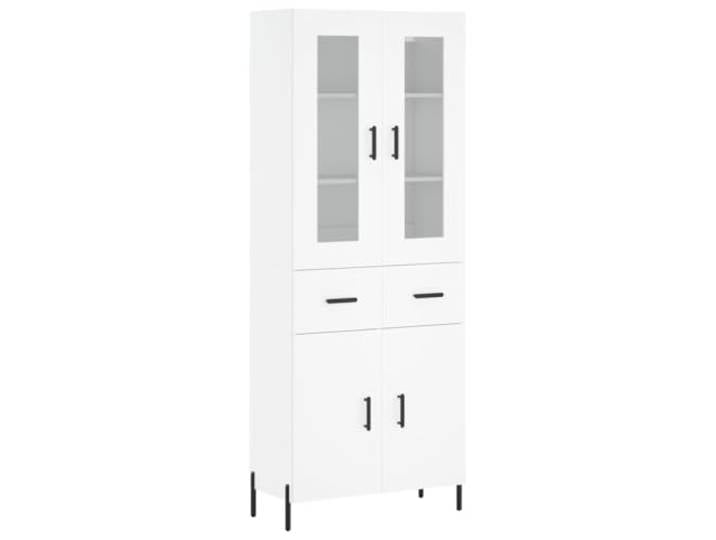 Kaorsrow Highboard Weiß 69,5x34x180 cm Holzwerkstoff Schrank Eleganter Anrichteschrank mit Metallfüßen und Glas. Ideal für Wohnzimmer oder Flur zur geordneten Aufbewahrung.