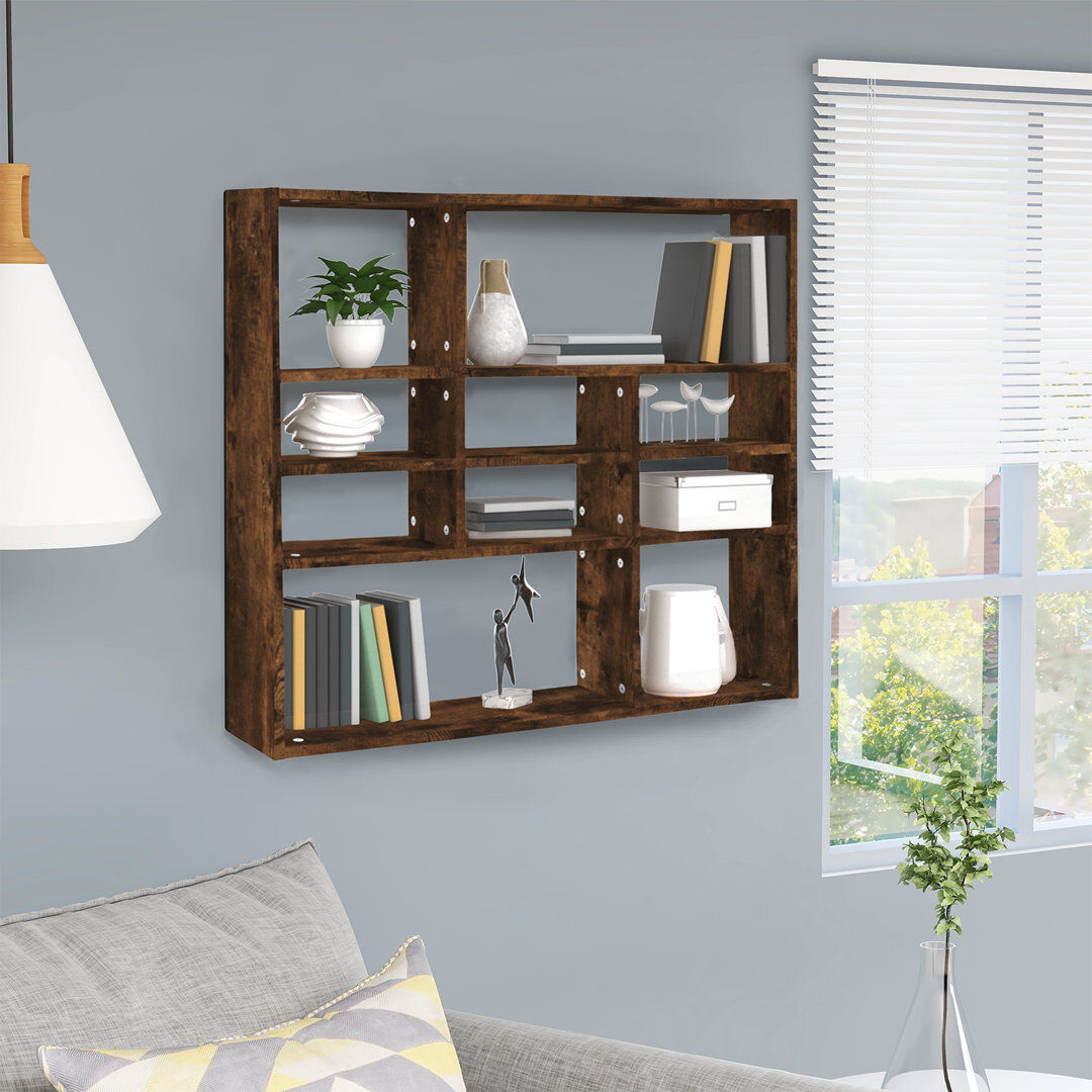 Brayden Studio Ramus 10 -Piece Accent Shelf Smoked Oak 78cm H X 90cm W X 16cm D