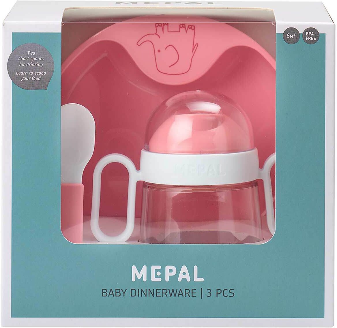 Kindergeschirr-Set MEPAL "Babygeschirr Mio 3er Set", pink (deep pink), Kunststoff, Geschirr-Sets, Kindergeschirr-Set