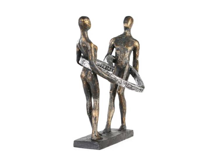 Casablanca Skulptur Connected, Deko Figur Bronze, Grau, Kunstharz Statue Wohnzimmer, Büro Dekoration H. 31 cm x B. 26 cm - Moderne Skulpturen Couple, Liebe, Hochzeit, Herz Symbol