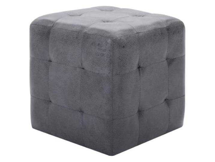 smnyxs 2 Stück Hocker, grau, 30 x 30 cm, Kunstleder, Wildleder Fußstütze, Holzrahmen, Polsterung, bequemer Sitz, schmutzabweisend, Wohnzimmer, Schlafzimmer