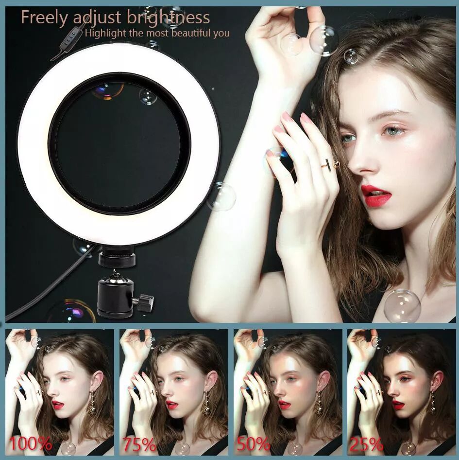 INF Drehbarer Lichtring mit Ständer, LED, 15 cm - Schwarz
