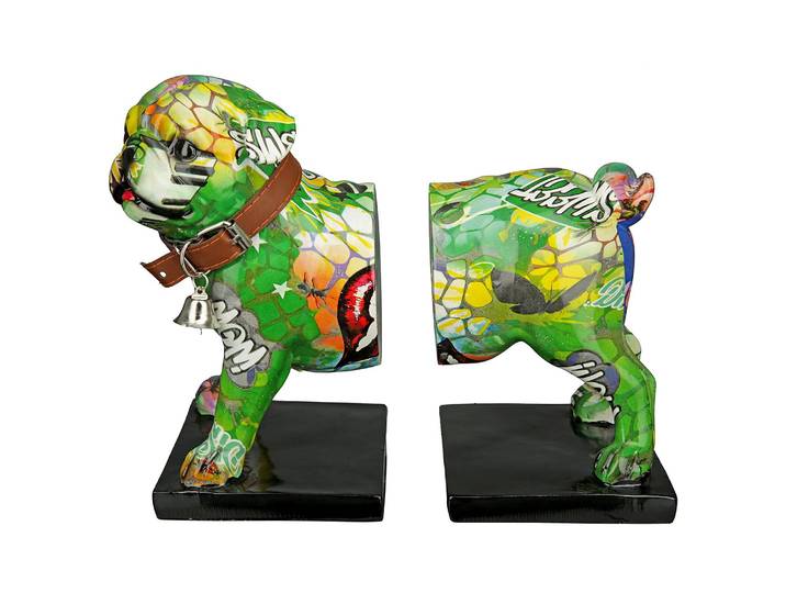 Serre-livre street art Carlin et collier 23 x 20 x 12cm Multicolore