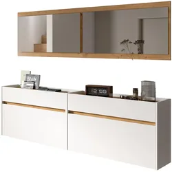 GARDEROBE-SET weiß und Artisan Eiche, Garderobe 4-teilig, 220 x 192 cm, Borga