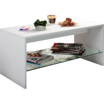 Couchtisch VCM "Holz Sofatisch Couchtisch Glas Wisal", weiß, B:90cm T:40cm, Tische, Couchtisch