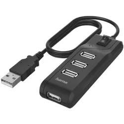 Hama USB-2.0-Hub, 4 Ports, schwarz schwarz