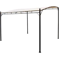 Anbaupavillon MANTOVA-XL 3x3 Meter, Stahl dunkel, Plane PVC-beschichtet écru