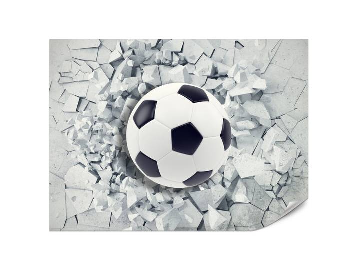 FOTOTAPETE für Kinderzimmer Fußball Riss Graue Wand Dynamik Sport 200x140