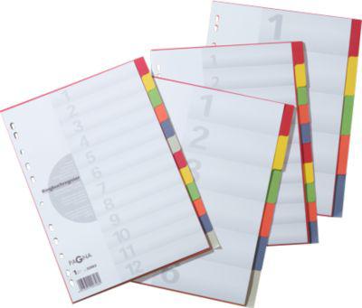 PAGNA Kartonregister mit Deckblatt, zur freien Verwendung, 6 Blätter, 6-farbig