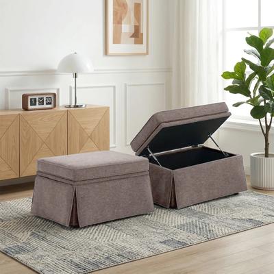 Lumibee 2 Set Rectangle Chenille Upholstered Storage Ottoman