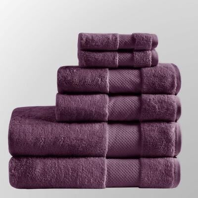 Jla Home/Bed Turkish Cotton Bath Towel Set Six Piece Set, Six Piece Set, Purple