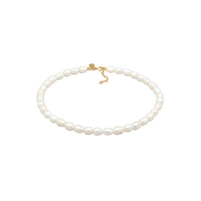 Choker ELLI PREMIUM "Halskette Barock Süßwasserperle Choker 925 Silber" Gr. 36, gold, Halsketten, Damen, ohne Stein, Silber 925 (Sterlingsilber)