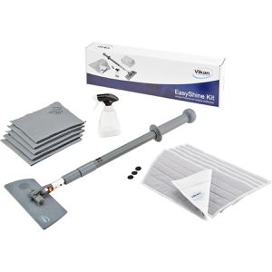 Vikan Fensterreinigungsset Easyshine Kit, Teleskopstiel, Mopphalter, 5 Bezüge, 5 Tücher & Sprühflasche