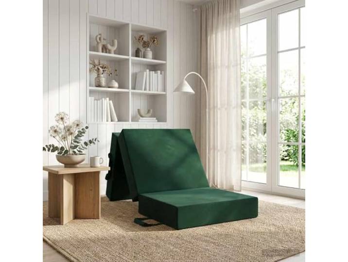 Klappsofa Bett 75 x 63 x 45 cm Dunkelgrün Polyesterstoff, Schaumstoffpolsterung, Reißverschlussbezug, manueller Mechanismus, faltbar, rechteckig
