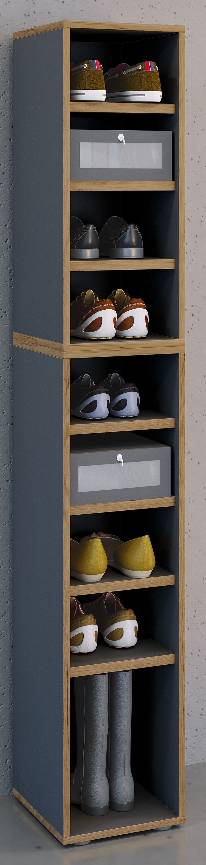 Schuhregal VCM "Holz Regal Schuhschrank Schuhregal Salia B30", grau (anthrazit), Regale, Schuhregal