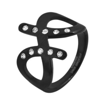 Fingerring AKZENT "Candia, langlebig" Gr. 60, schwarz, Fingerringe, Damen, 60, Edelstahl, Fingerring