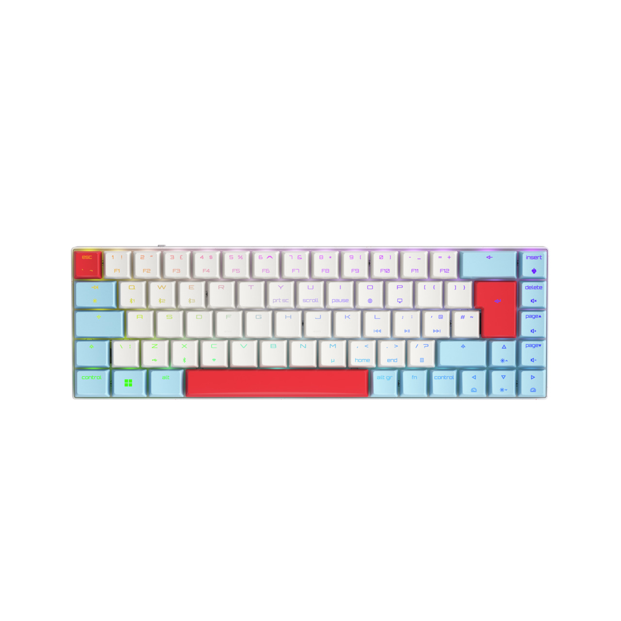 CHERRY MX-LP 2.1 Compact Wireless, Kabellos, RF Wireless + Bluetooth, Mechanischer Switch, QWERTY, RGB-LED, Weiß