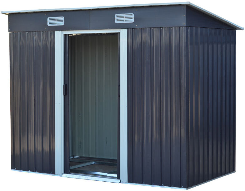 Breeins 4x8FT Metal Pent Roof Garden Tool Shed Charcoal Black 238cm W X 131cm D X 182cm H