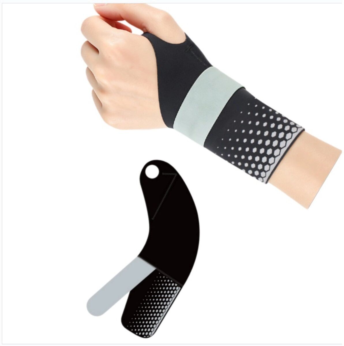 INF Linke sommerleichte Kompressions-Handgelenkbandage — Atmungsaktive elastische Unterstützung für Badminton und Tennis Schwarz