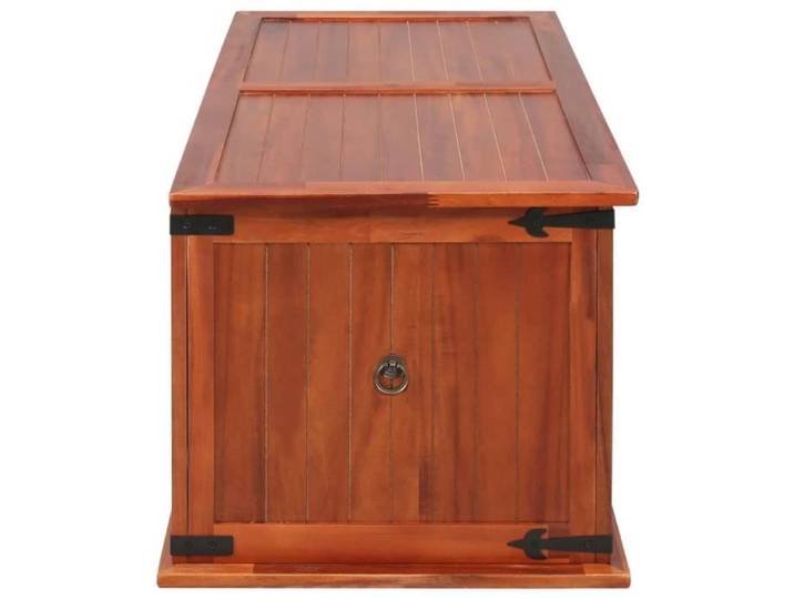 Coffre de rangement - KEENSO - 79x34x32 cm - Bois d'acacia massif - Verrouillable - Artisanat unique