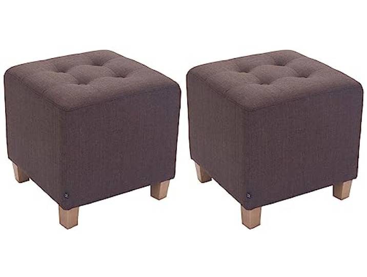CLP 2er Set Sitzhocker Pharao mit Stoffbezug I Sitzwürfel mit hochwertiger Polsterung und Bodenschonern, Farbe: braun