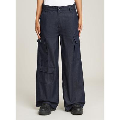 5-Pocket-Jeans G-STAR "Mega Cargohose Denim", Damen, Gr. 28, blau (raw denim), Obermaterial: 100% Baumwolle, Jeans 5-Pocket-Jeans