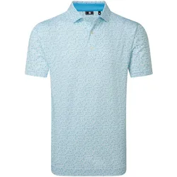 FootJoy Surfs Up Print Lisle Herrenpoloshirt - Deep Reef / White / Sea Glass / Blue Reef / XXXL