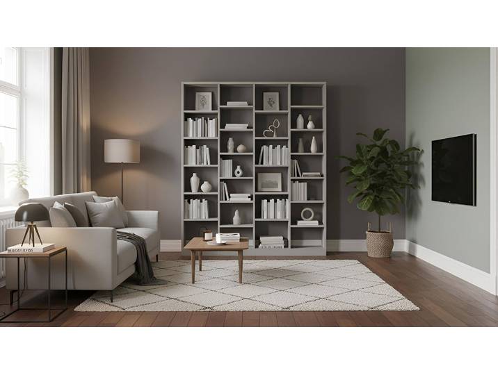 Étagères bibliothèque sur mesure Mélaminé premium Gris
