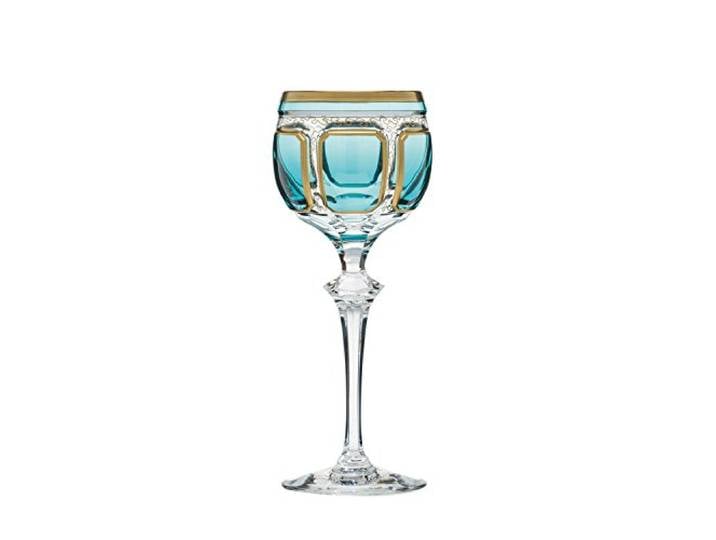 ARNSTADT KRISTALL Römer Weinglas Antike azur (23,5 cm) Kristallglas mundgeblasen von Hand geschliffen 24 Karat Goldrand Handmade in Germany