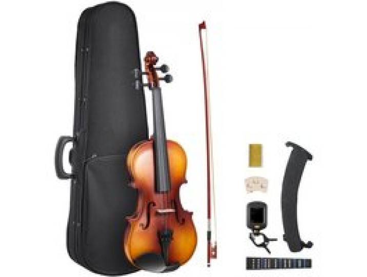 VEVOR Violine 4/4, 584,2 mm Armlänge, Geigenset mit Hartschalenkoffer, Kolophonium, Bogen, Schulterstütze, Steg, Stimmgerät & zusätzlichen Saiten, für Anhänger/in ab 12 Jahren (braun)