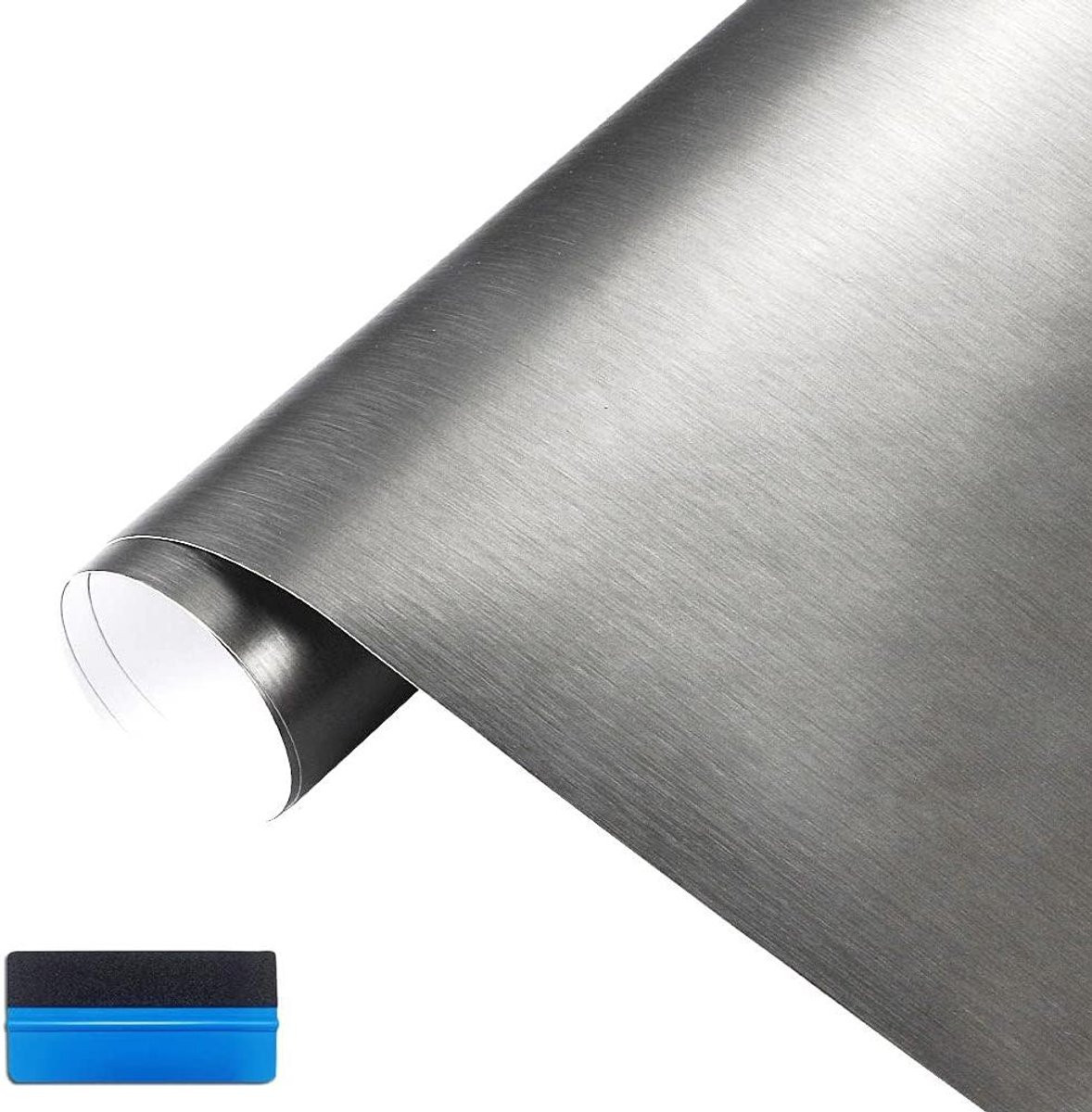 Vinyl Wrap Film Auto Folie Sticker Geborsteld Roestvrij Staal Look Grijs 30x150cm